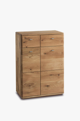 Tölgyfa előszobai fiókos cipőtartó szekrény, 2 fiókos, soft-close